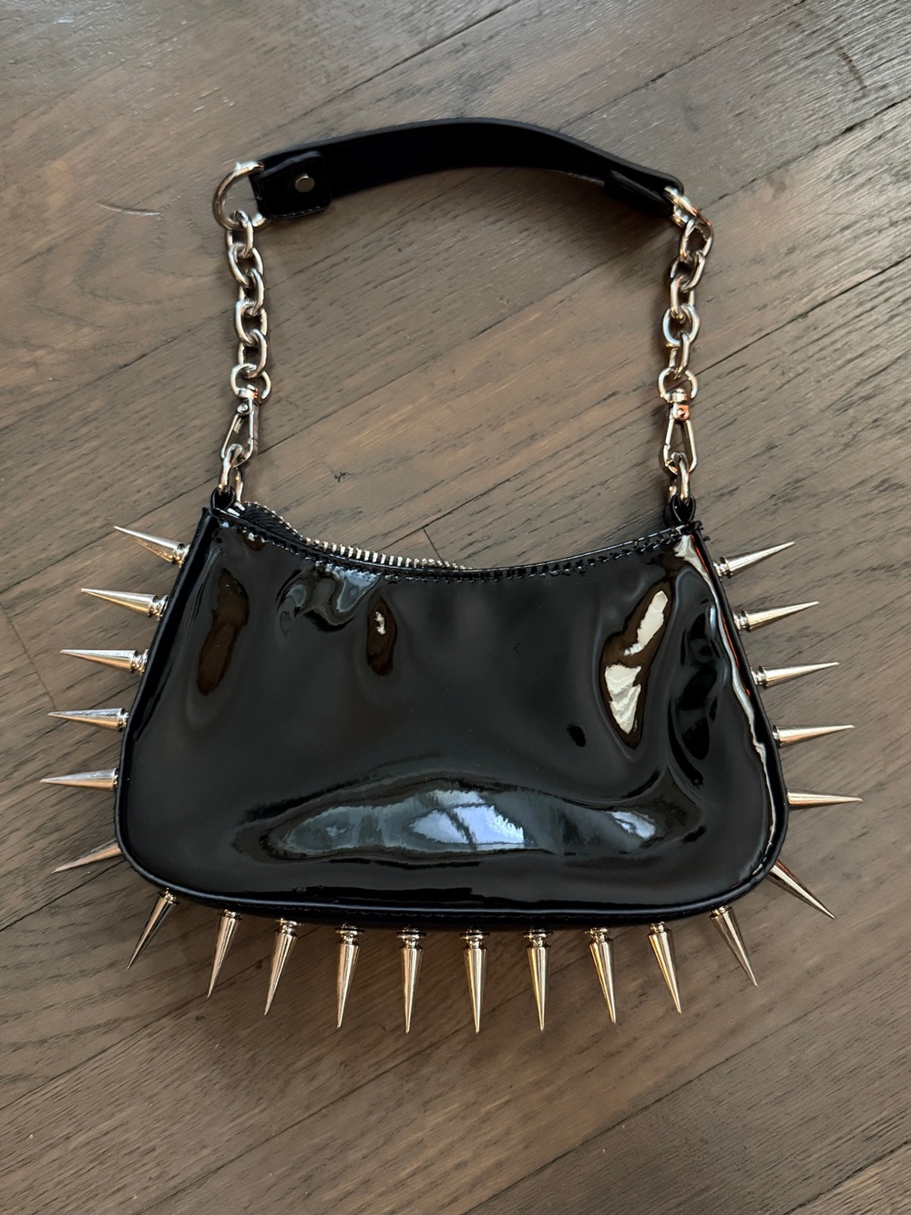 Dolls Kill Current Mood black patent silver spiked Bag